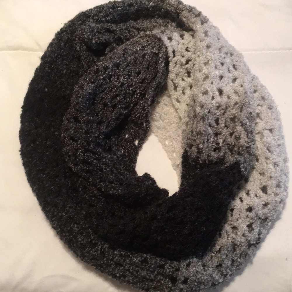 Black, White, Gray Ombré knitted infinity scarf